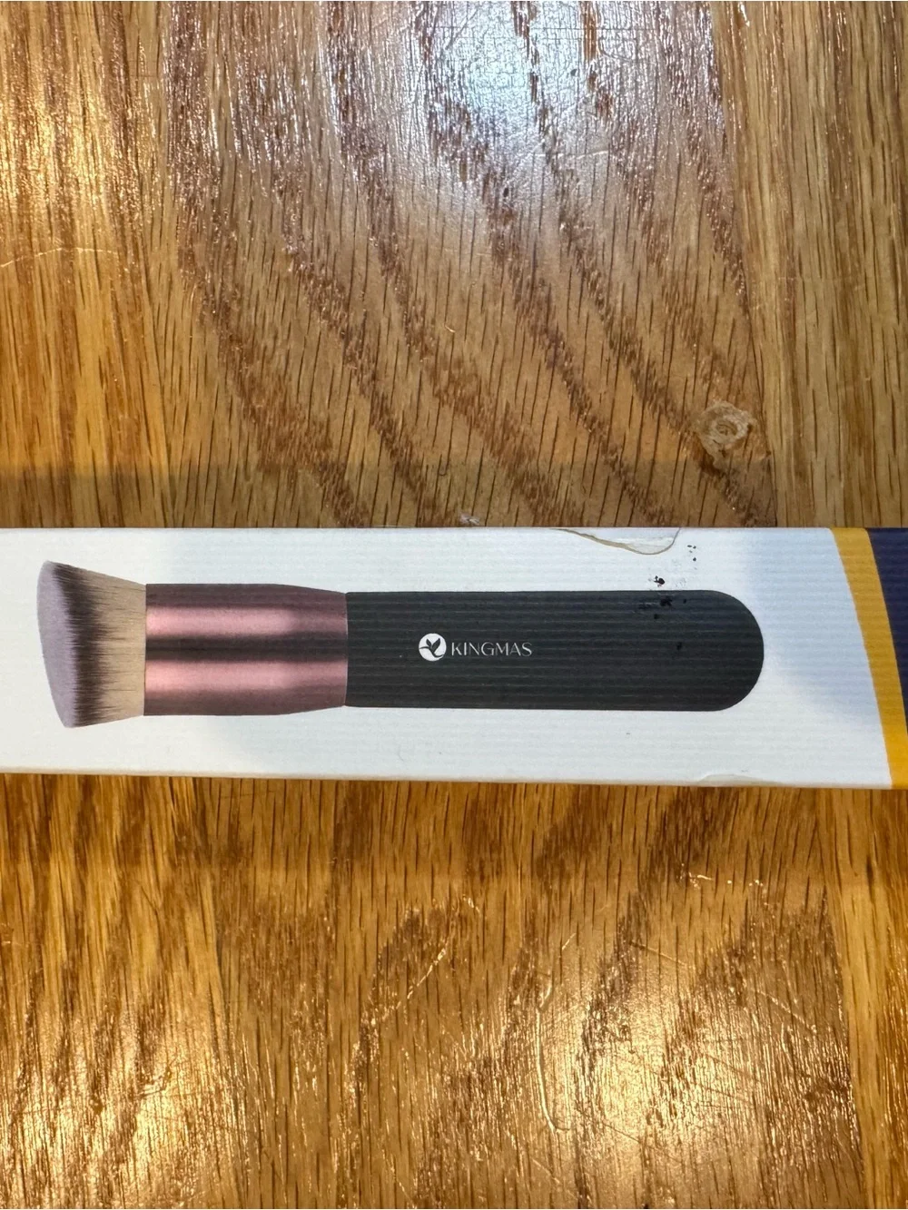KINGMAS Rose Gold & Black Flat Top Kabuki Brush